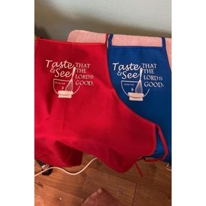 Cute "the Lord is good" Red Or Blue Aprons